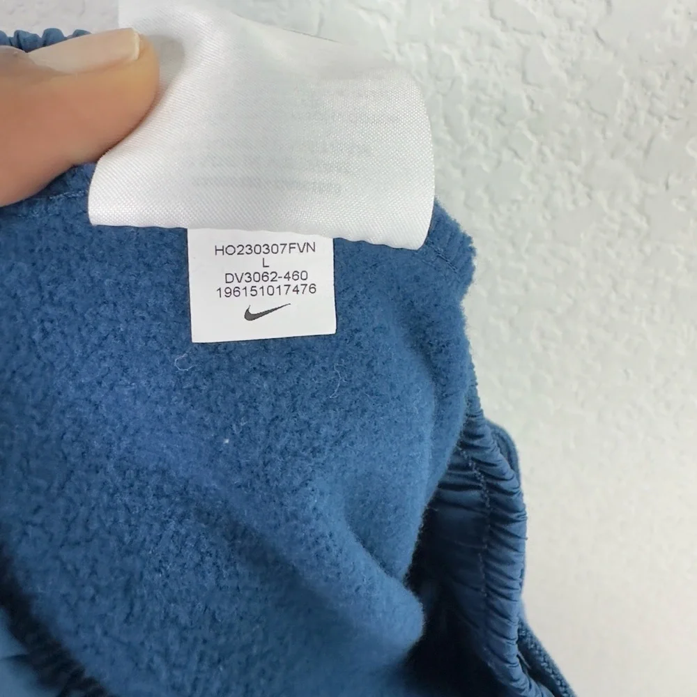Nike Pants Girl L Blue Fleece Panel Elastic Waist Athletic Sports Casual Joggers